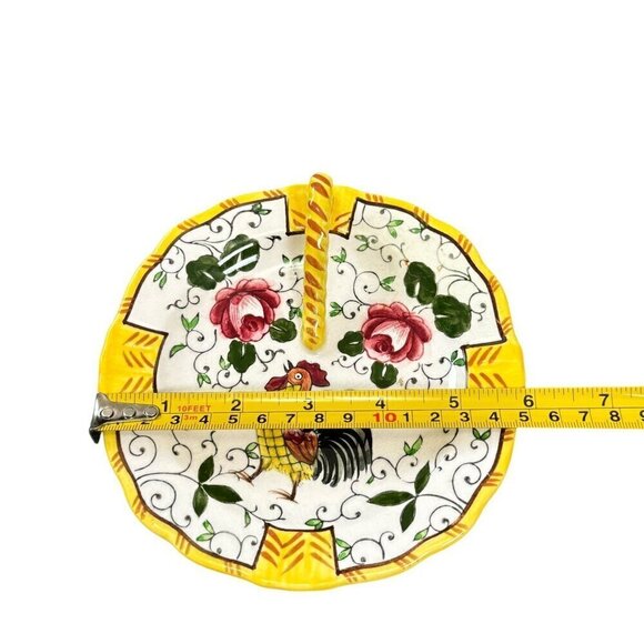 Vintage Ucagco Rooster, Roses Dish Early Provincial Underglaze Decorative Plate - Picture 11 of 14